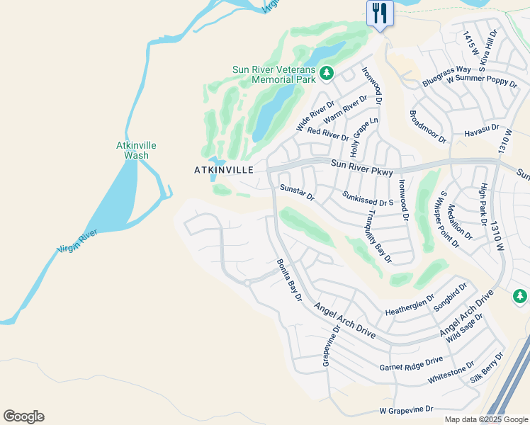 map of restaurants, bars, coffee shops, grocery stores, and more near 1974 Rain Lily Circle in St. George
