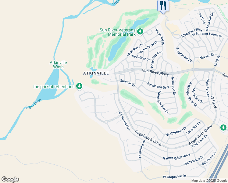 map of restaurants, bars, coffee shops, grocery stores, and more near 1974 Rain Lily Circle in St. George