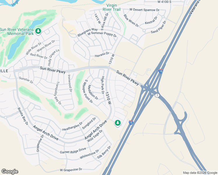 map of restaurants, bars, coffee shops, grocery stores, and more near 4727 High Park Drive in St. George