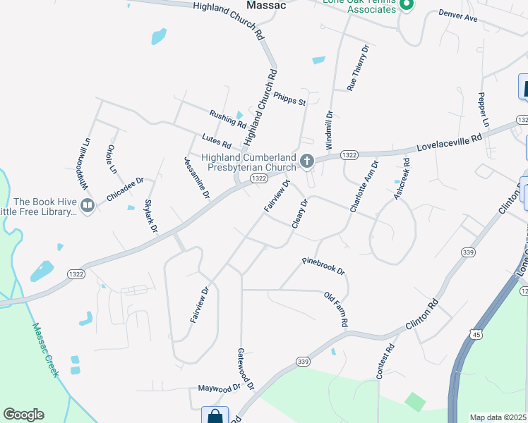 map of restaurants, bars, coffee shops, grocery stores, and more near 198 Fairview Dr in Paducah
