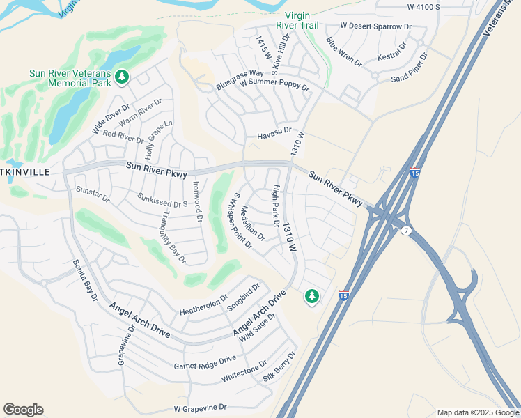 map of restaurants, bars, coffee shops, grocery stores, and more near 1394 Forest Hill Drive in St. George