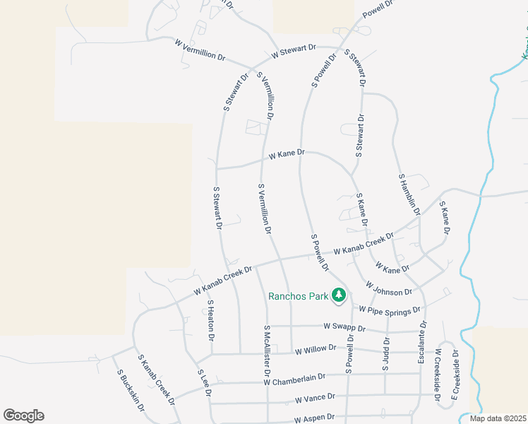 map of restaurants, bars, coffee shops, grocery stores, and more near South Vermillion Drive in Kanab