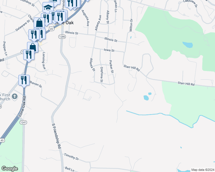 map of restaurants, bars, coffee shops, grocery stores, and more near 418-442 Hutchinson St in Paducah