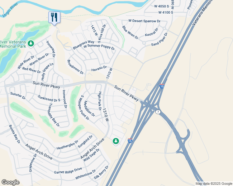 map of restaurants, bars, coffee shops, grocery stores, and more near 4605 South Wallace Circle in St. George