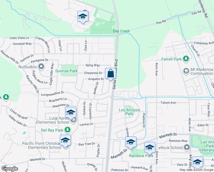 map of restaurants, bars, coffee shops, grocery stores, and more near 9363 Benbow Drive in Gilroy