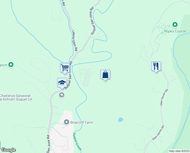 map of restaurants, bars, coffee shops, grocery stores, and more near 3373 Allred Lane in Soquel