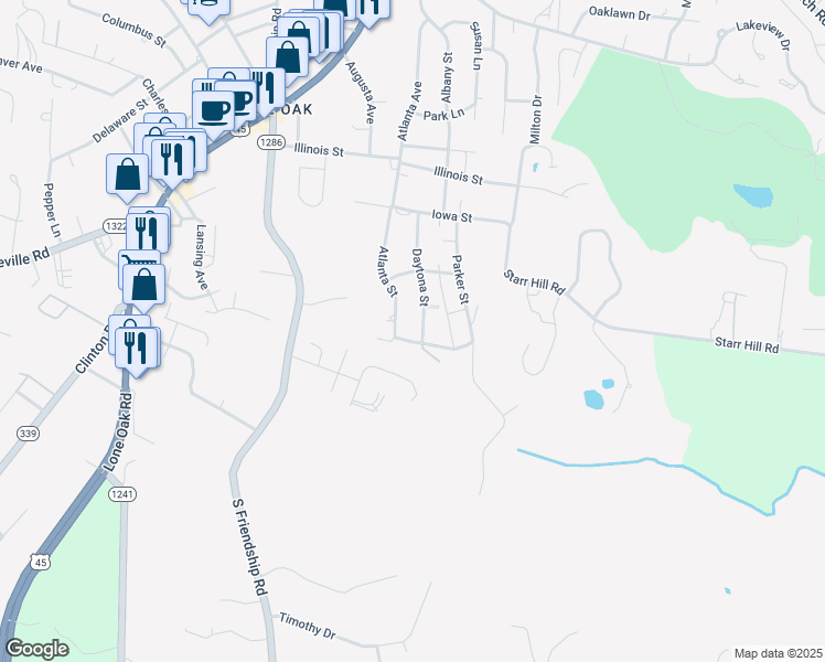 map of restaurants, bars, coffee shops, grocery stores, and more near 418-442 Hutchinson St in Paducah