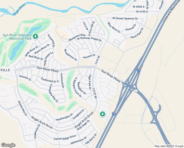 map of restaurants, bars, coffee shops, grocery stores, and more near 4623 High Park Drive in St. George