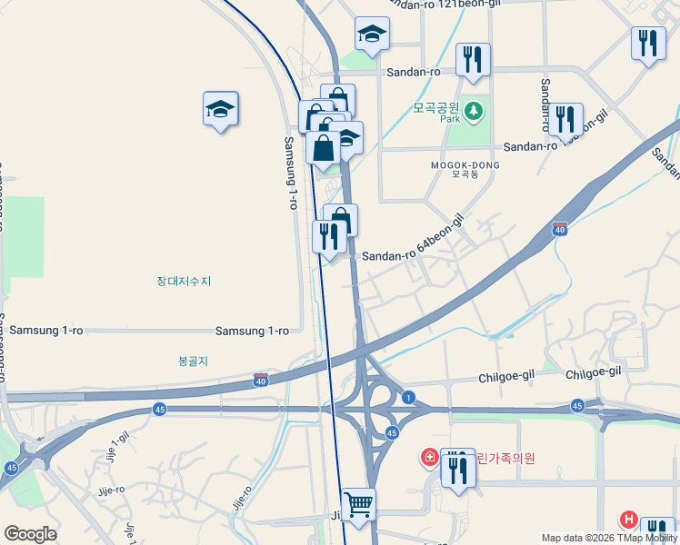 map of restaurants, bars, coffee shops, grocery stores, and more near in Pyeongtaek-si