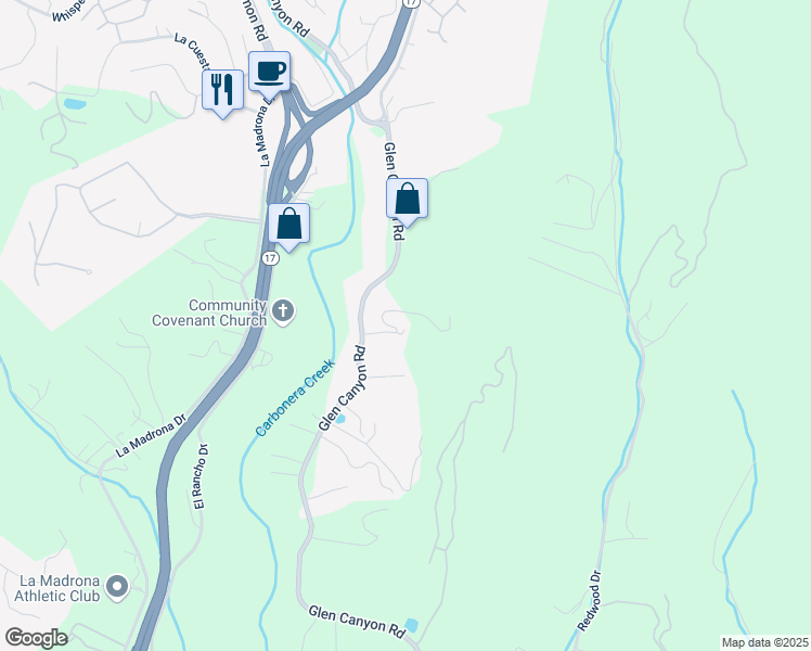 map of restaurants, bars, coffee shops, grocery stores, and more near 200 Humbug Lane in Scotts Valley