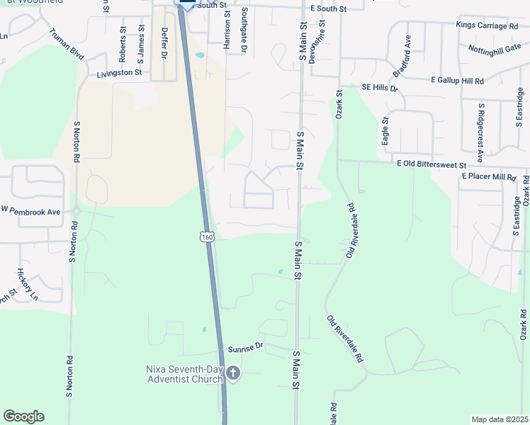 map of restaurants, bars, coffee shops, grocery stores, and more near 118 West Silver Oak Street in Nixa
