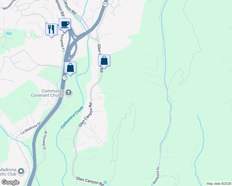 map of restaurants, bars, coffee shops, grocery stores, and more near 260 Humbug Lane in Scotts Valley