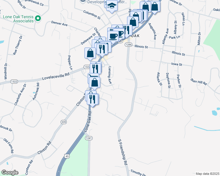 map of restaurants, bars, coffee shops, grocery stores, and more near 150 Brett Chase Rd in Paducah