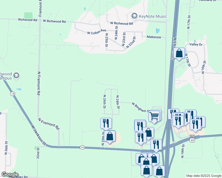 map of restaurants, bars, coffee shops, grocery stores, and more near 2309 West Parkview in Ozark