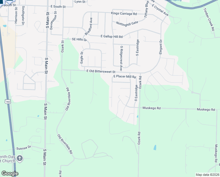 map of restaurants, bars, coffee shops, grocery stores, and more near 821 Gold Rush Avenue in Nixa