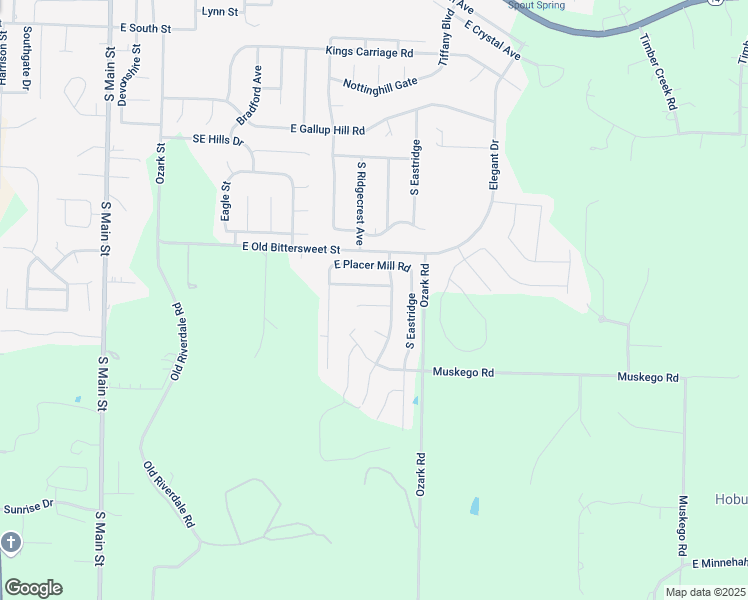 map of restaurants, bars, coffee shops, grocery stores, and more near 715 River Rock Court in Nixa