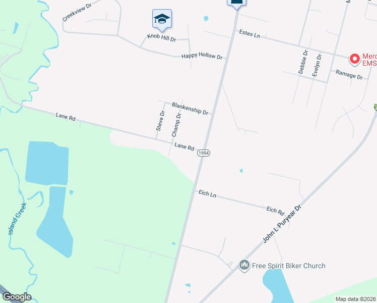 map of restaurants, bars, coffee shops, grocery stores, and more near 2241 Lane Road in Paducah