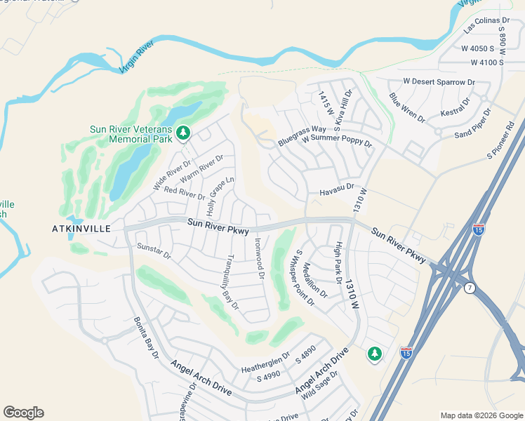 map of restaurants, bars, coffee shops, grocery stores, and more near 1548 Poppy Hills Circle South in St. George