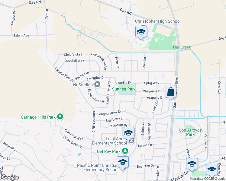 map of restaurants, bars, coffee shops, grocery stores, and more near 9535 Eagle View Way in Gilroy