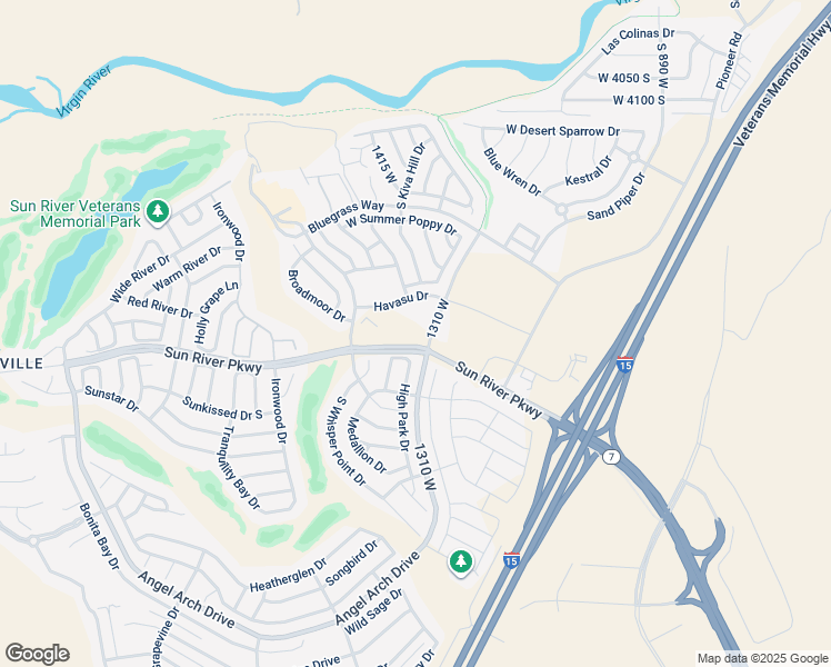 map of restaurants, bars, coffee shops, grocery stores, and more near Sunriver Parkway in St. George