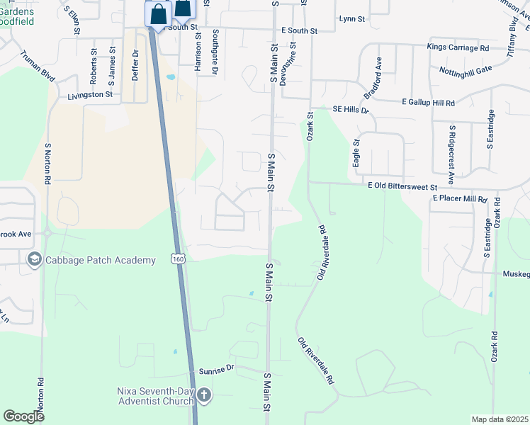 map of restaurants, bars, coffee shops, grocery stores, and more near 106 West Trail Point Drive in Nixa