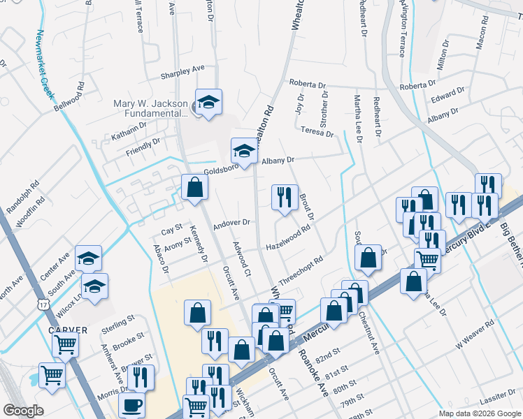 map of restaurants, bars, coffee shops, grocery stores, and more near 392 Whealton Road in Hampton