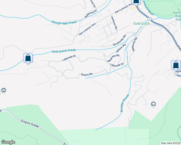map of restaurants, bars, coffee shops, grocery stores, and more near 105 William Way in Felton
