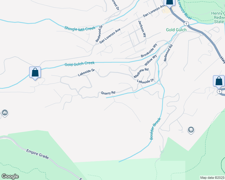 map of restaurants, bars, coffee shops, grocery stores, and more near 105 William Way in Felton