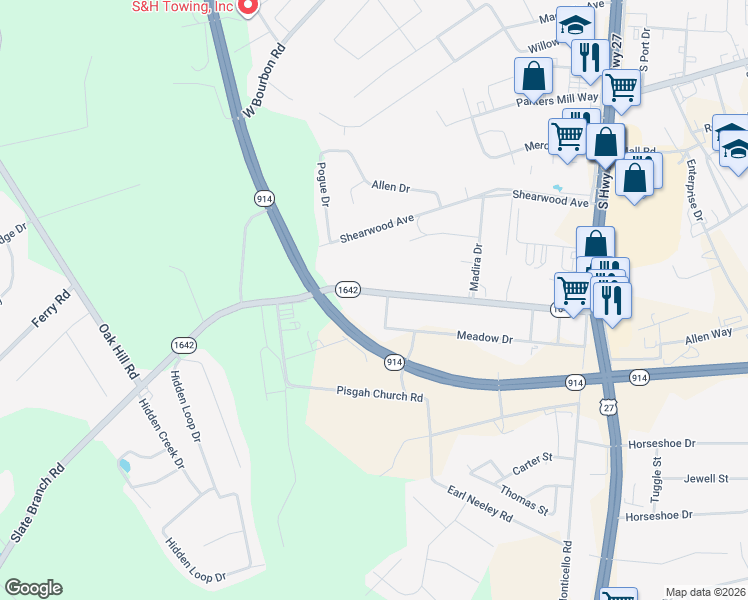 map of restaurants, bars, coffee shops, grocery stores, and more near 499 Slate Branch Rd in Somerset