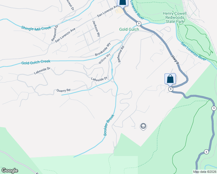map of restaurants, bars, coffee shops, grocery stores, and more near 1079 Scenic Drive in Felton