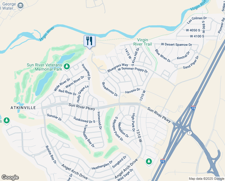map of restaurants, bars, coffee shops, grocery stores, and more near 4463 Broadmoor Drive in St. George