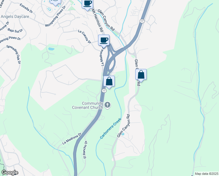 map of restaurants, bars, coffee shops, grocery stores, and more near 2810 El Rancho Drive in Santa Cruz