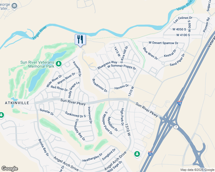 map of restaurants, bars, coffee shops, grocery stores, and more near 4459 Round Hill Drive in St. George