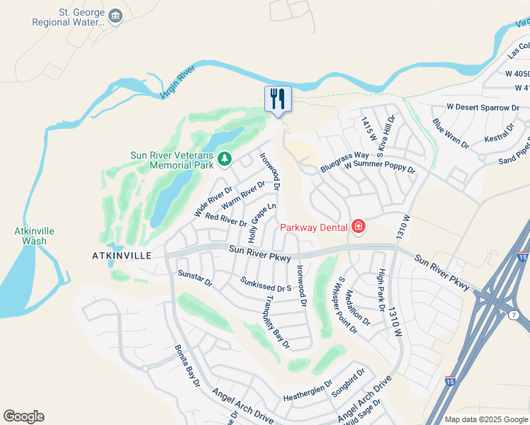 map of restaurants, bars, coffee shops, grocery stores, and more near 4449 Holly Grape Lane in St. George