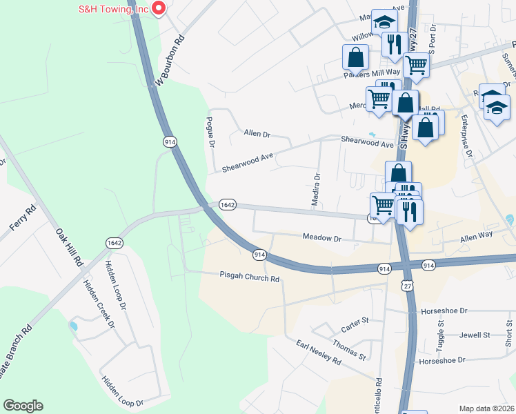 map of restaurants, bars, coffee shops, grocery stores, and more near 499 Slate Branch Rd in Somerset