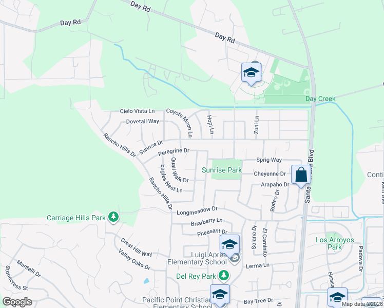 map of restaurants, bars, coffee shops, grocery stores, and more near 1390 Peregrine Drive in Gilroy