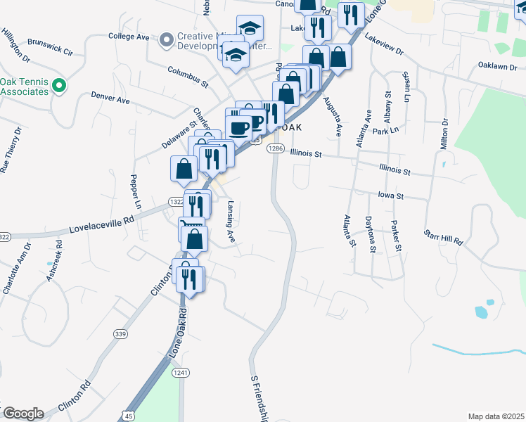 map of restaurants, bars, coffee shops, grocery stores, and more near 232-240 Lansing Avenue in Paducah