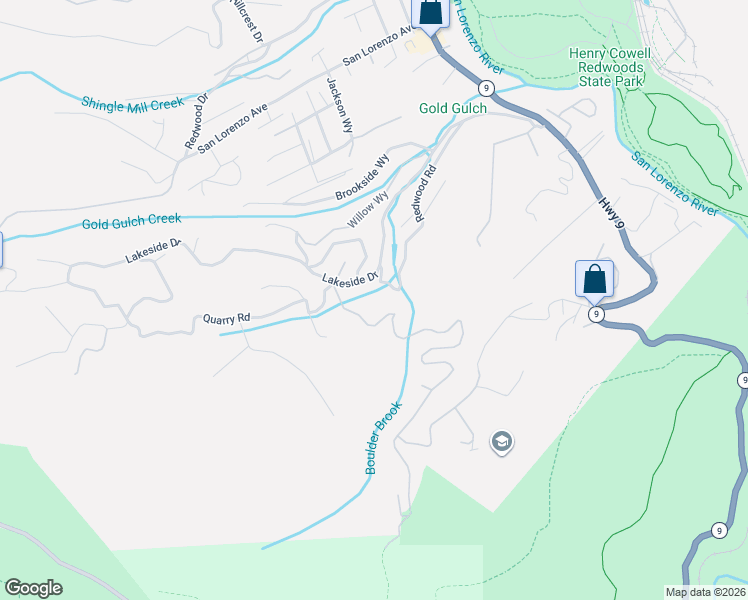 map of restaurants, bars, coffee shops, grocery stores, and more near 1079 Scenic Drive in Felton
