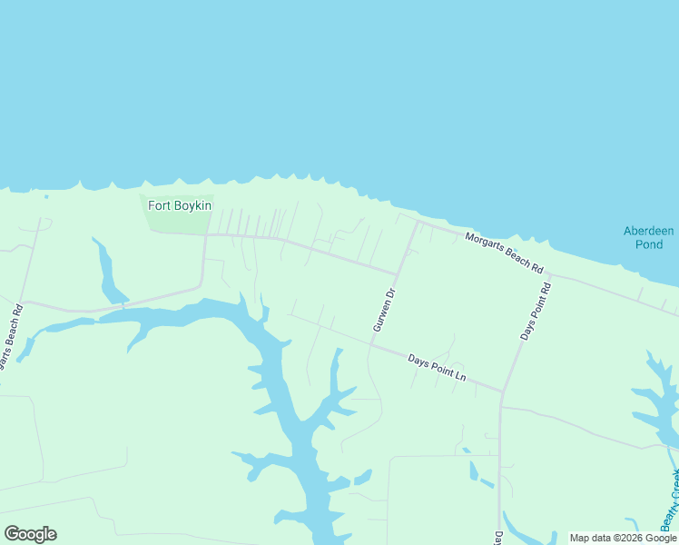 map of restaurants, bars, coffee shops, grocery stores, and more near 18136 Morgarts Beach Road in Smithfield