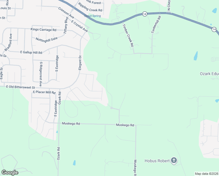 map of restaurants, bars, coffee shops, grocery stores, and more near 658 South Northwind Drive in Nixa