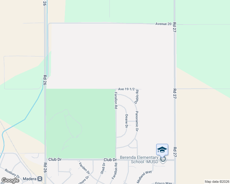 map of restaurants, bars, coffee shops, grocery stores, and more near 19485 Farallon Road in Madera
