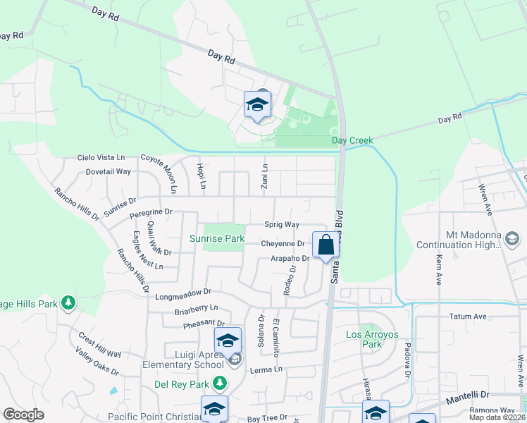 map of restaurants, bars, coffee shops, grocery stores, and more near 9641 Ohlone Way in Gilroy