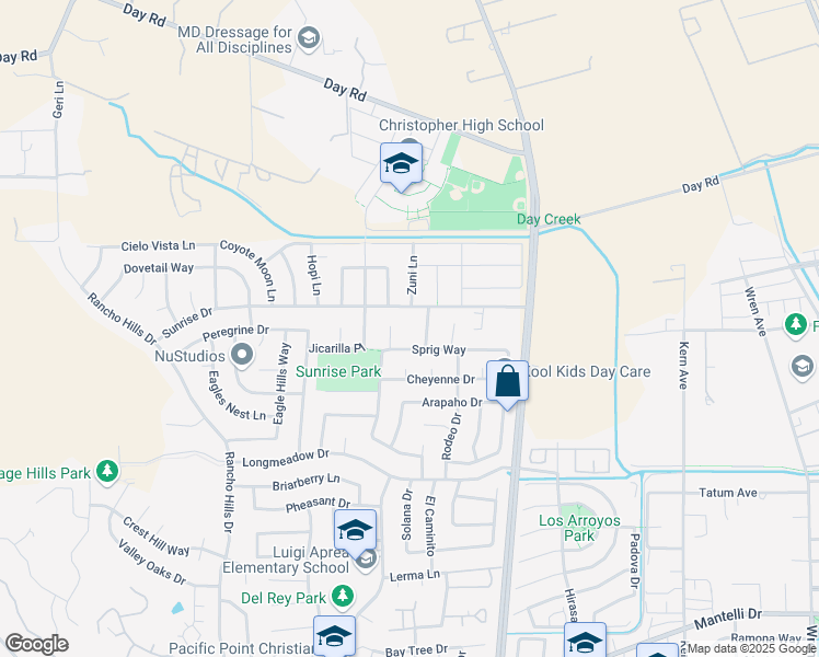 map of restaurants, bars, coffee shops, grocery stores, and more near 1080 Sunrise Drive in Gilroy