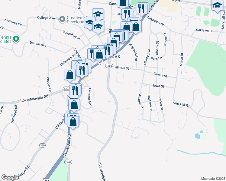 map of restaurants, bars, coffee shops, grocery stores, and more near 334 South Friendship Road in Paducah