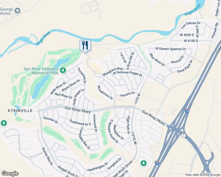 map of restaurants, bars, coffee shops, grocery stores, and more near 4459 Round Hill Drive in St. George