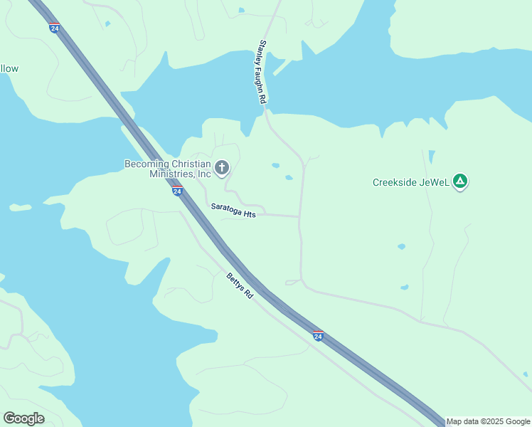 map of restaurants, bars, coffee shops, grocery stores, and more near 342 Lakeview Drive in Eddyville