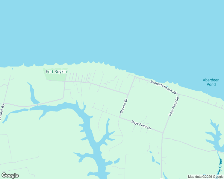 map of restaurants, bars, coffee shops, grocery stores, and more near 18136 Morgarts Beach Road in Smithfield