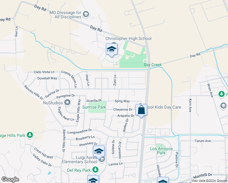 map of restaurants, bars, coffee shops, grocery stores, and more near 1080 Sunrise Drive in Gilroy