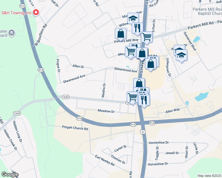 map of restaurants, bars, coffee shops, grocery stores, and more near 4001-4099 Jodis Way in Somerset