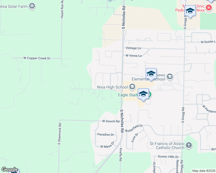 map of restaurants, bars, coffee shops, grocery stores, and more near 512 Stonehurst Street in Nixa